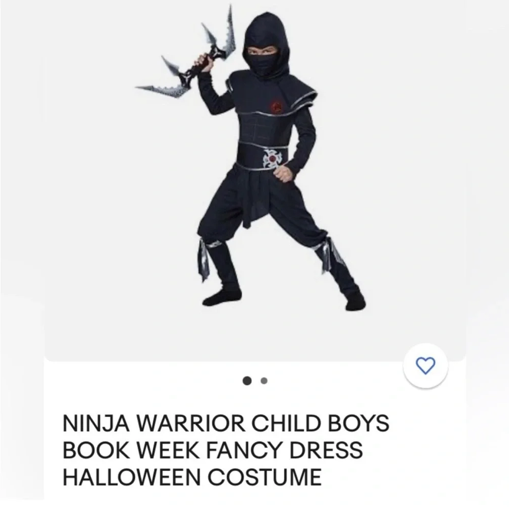 Boys Ninja Warrior Costume Sz Medium 8-10 – Halloween Cosplay Book Week